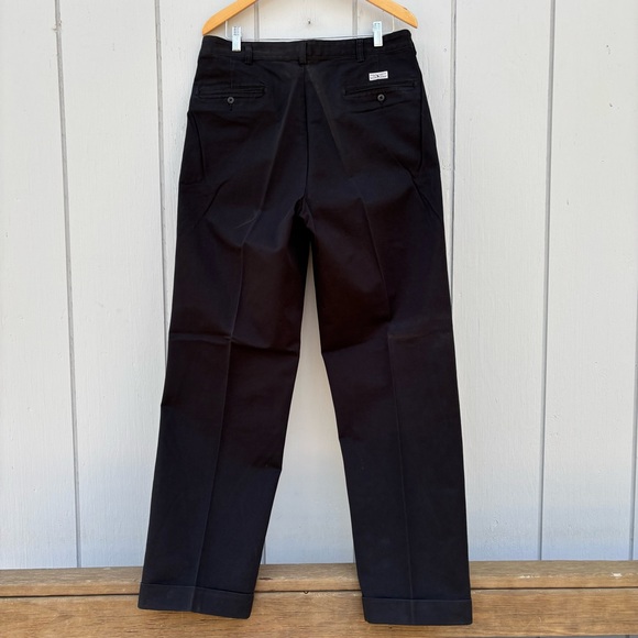RALPH LAUREN POLO CHINO—Vintage—Men’s 34 x 32—Black—High-Rise—Pleats, Cuffs - Picture 5 of 9